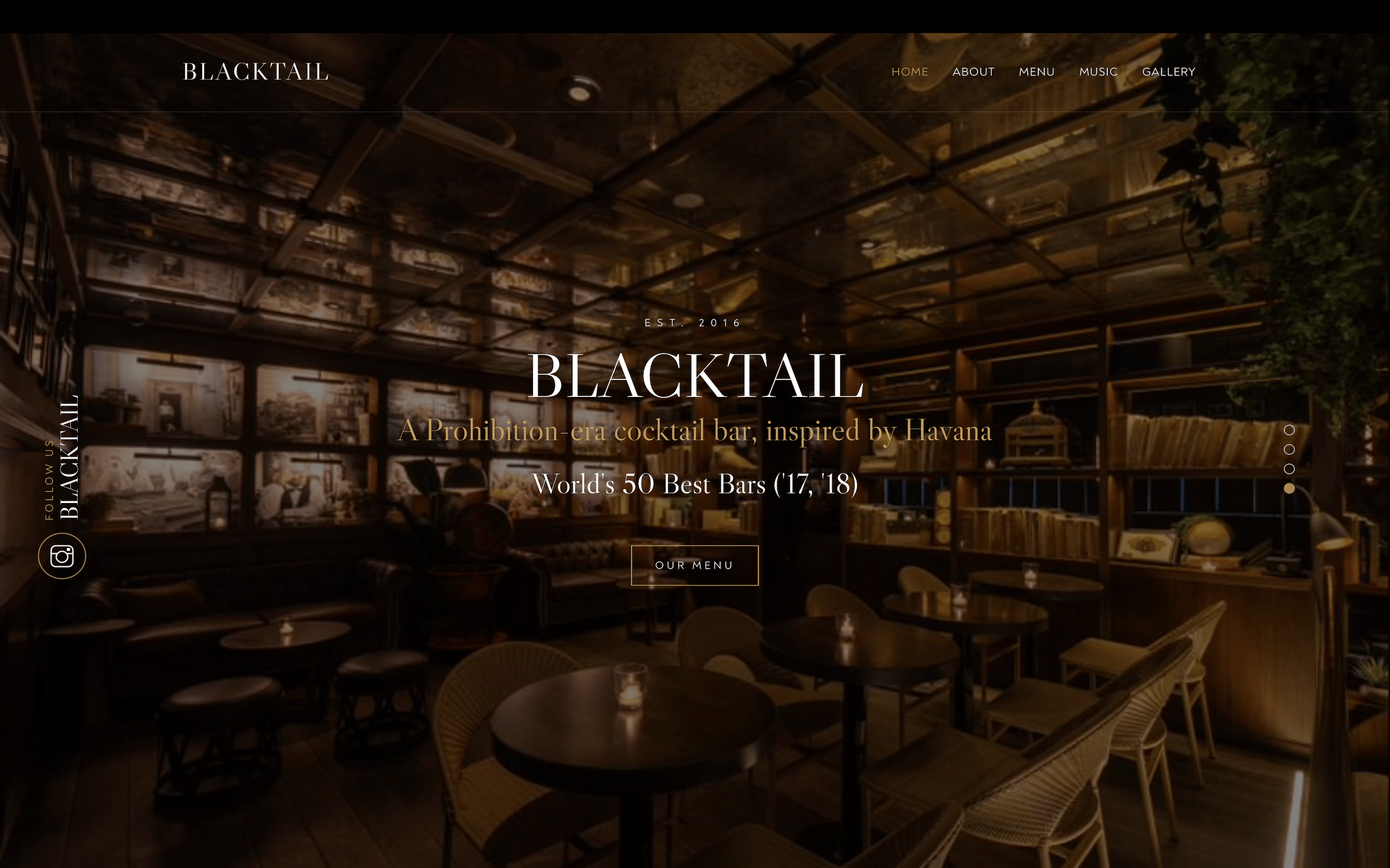 Blacktail bar Website Homepage